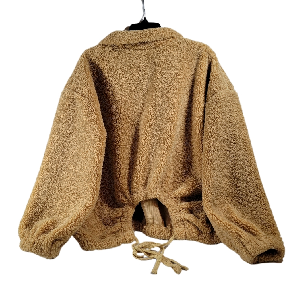 POL 1/4 zip tie back Sherpa jacket size Large Teddy Bear Style - Picture 2 of 7